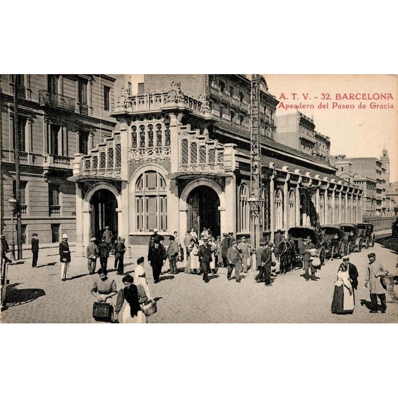 Barcelona Apeadero del Paseo de Gracia gare moderniste carte postale ancienne CPA A.T.V. 32
