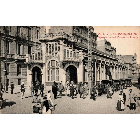 Barcelona Apeadero del Paseo de Gracia gare moderniste carte postale ancienne CPA A.T.V. 32