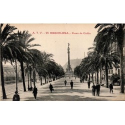 Barcelona Paseo de Colón monument Christophe Colomb carte postale ancienne CPA A.T.V. 29