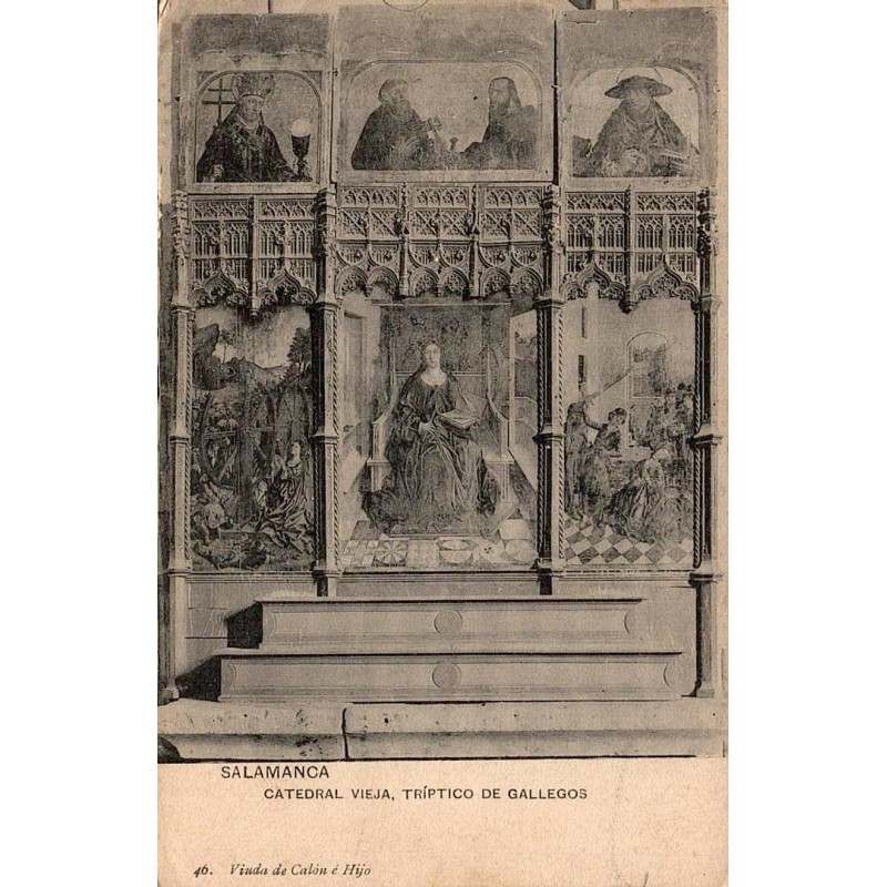 Salamanca Catedral Vieja Tríptico de Gallegos carte postale ancienne CPA Viuda de Calón e Hijo
