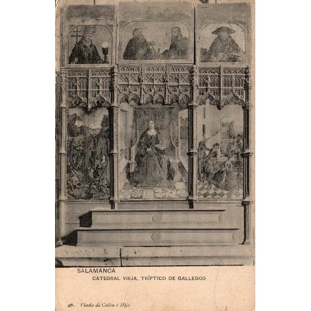 Salamanca Catedral Vieja Tríptico de Gallegos carte postale ancienne CPA Viuda de Calón e Hijo