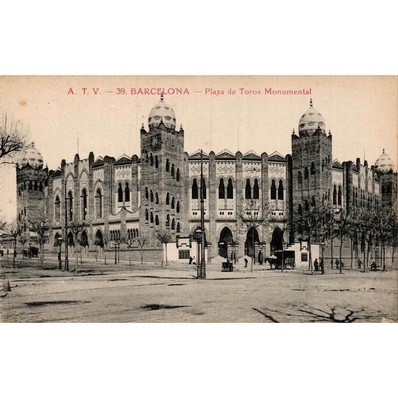 Barcelona Plaza de Toros Monumental carte postale ancienne CPA A.T.V. 39 arènes