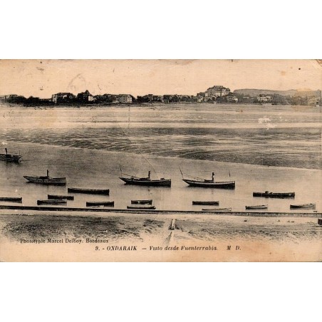 Ondaraik vu depuis Fuenterrabia carte postale ancienne CPA Phototypie Marcel Delboy Bordeaux