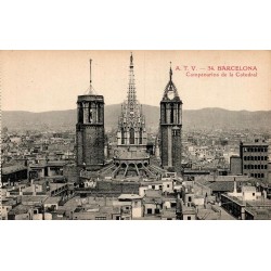 Barcelona Campanarios de la Catedral carte postale ancienne CPA A.T.V. 34 vue panoramique
