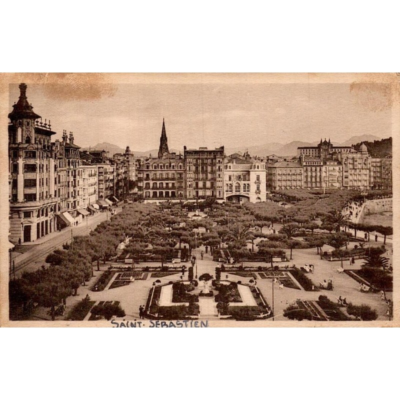 San Sebastián Jardines de Alderdi Eder carte postale ancienne CPA vue panoramique