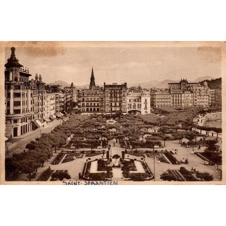 San Sebastián Jardines de Alderdi Eder carte postale ancienne CPA vue panoramique