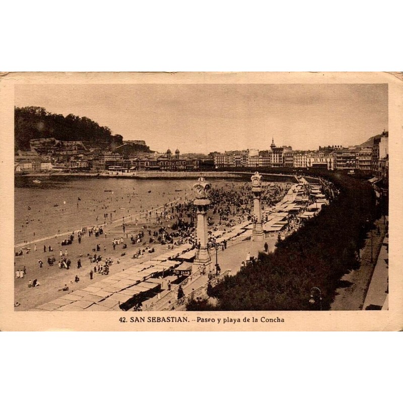 San Sebastián Paseo y Playa de la Concha carte postale ancienne CPA n°42 vue panoramique