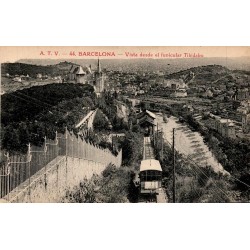 Barcelona vue depuis le funiculaire du Tibidabo carte postale ancienne A.T.V. n°44