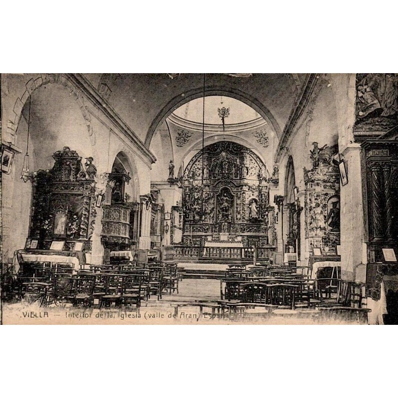 Vielha intérieur de l'église Sant Miquèu carte postale ancienne CPA Vall d'Aran