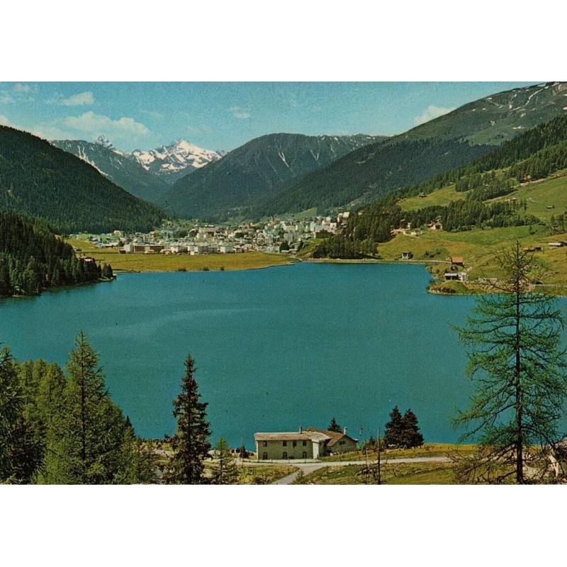 Davos 1560 m – Davosersee & Vue Tinzenhorn / Piz Mitgel | Carte postale ancienne