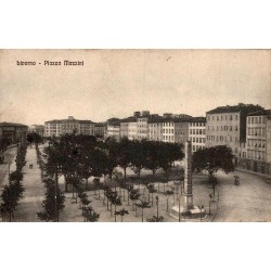 Livorno Piazza Mazzini Italie Carte Postale Ancienne CPA Vue de la Place et Obélisque