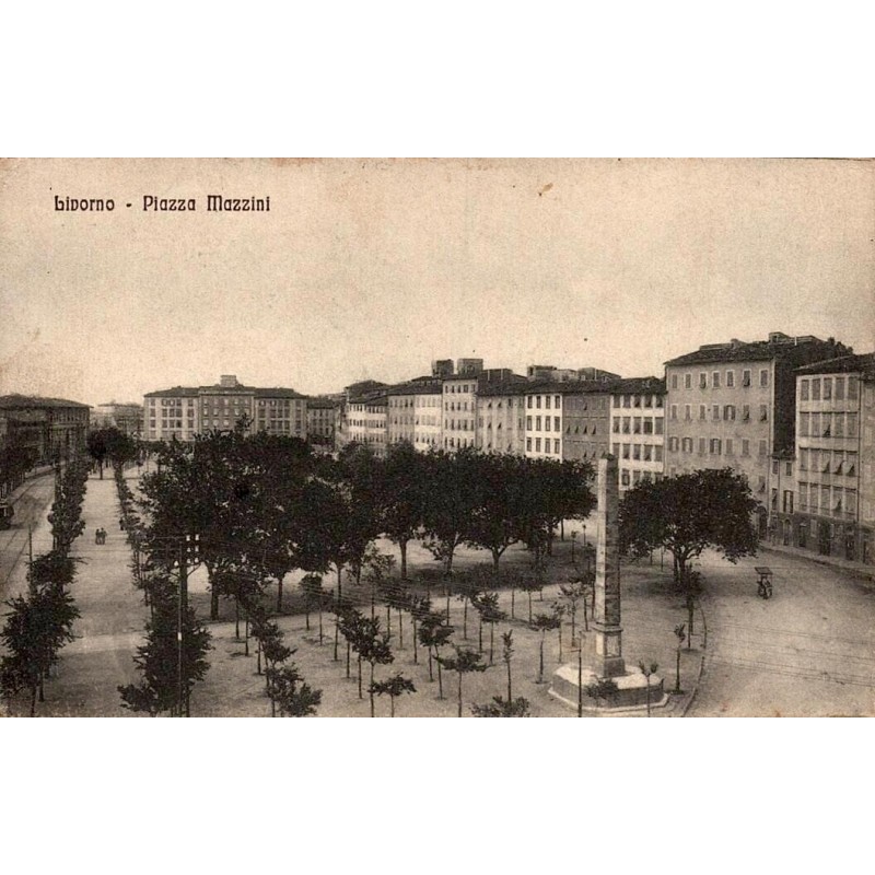 Livorno Piazza Mazzini Italie Carte Postale Ancienne CPA Vue de la Place et Obélisque