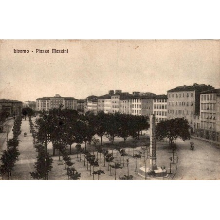 Livorno Piazza Mazzini Italie Carte Postale Ancienne CPA Vue de la Place et Obélisque