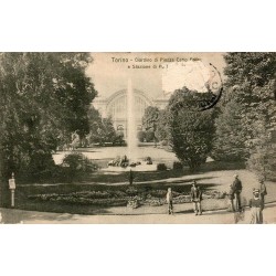 Torino Giardino di Piazza Carlo Felice gare Porta Nuova carte postale ancienne CPA Italie