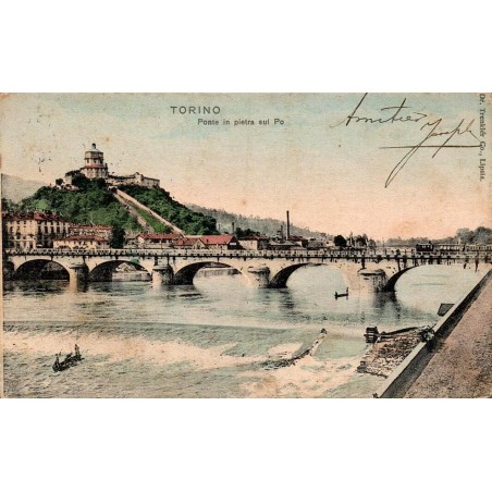 Torino Ponte in Pietra sul Po carte postale ancienne CPA Piémont Italie
