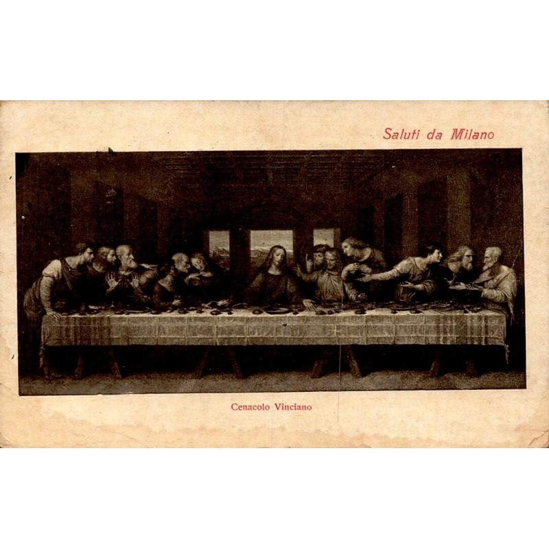 Saluti da Milano Cenacolo Vinciano carte postale ancienne CPA La Cène Léonard de Vinci Italie