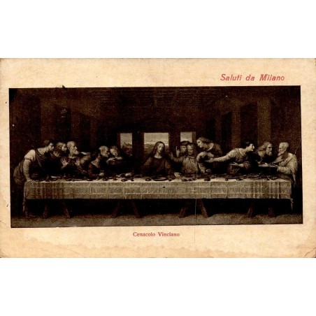 Saluti da Milano Cenacolo Vinciano carte postale ancienne CPA La Cène Léonard de Vinci Italie