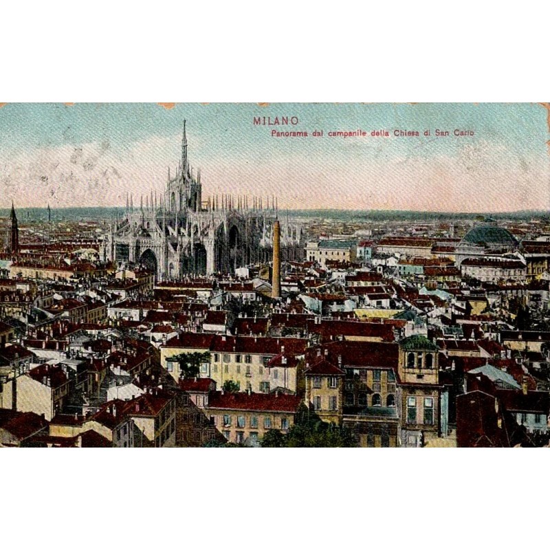 Milano panorama depuis le campanile de San Carlo carte postale ancienne CPA Lombardie Italie