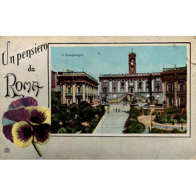 Un Pensiero da Roma carte postale ancienne CPA souvenir illustré Rome Italie