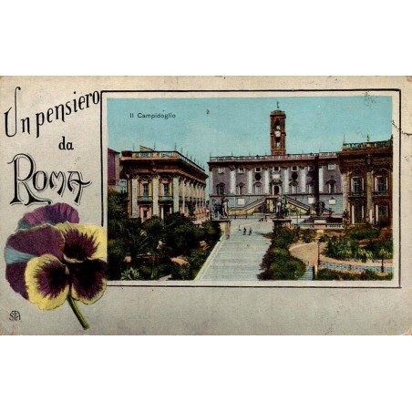 Un Pensiero da Roma carte postale ancienne CPA souvenir illustré Rome Italie