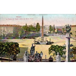 Rome Piazza del Popolo vue depuis le Monte Pincio carte postale ancienne CPA Italie