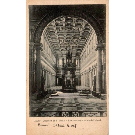 Rome Basilica di San Paolo Nef Centrale Vue depuis l'Abside Italie Carte Postale Ancienne CPA