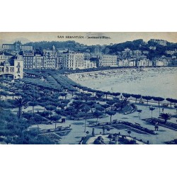 San Sebastián Jardines y Playa carte postale ancienne CPA jardins et plage Espagne