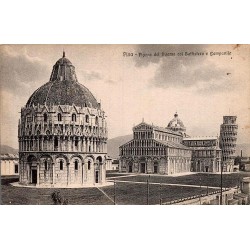 Pisa Piazza del Duomo Battistero et Campanile carte postale ancienne CPA Toscane Italie