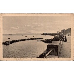 Napoli Santa Lucia vue sur Capri carte postale ancienne CPA golfe de Naples Italie
