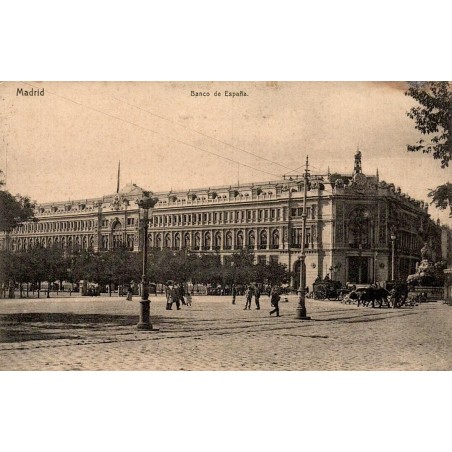 Madrid Banco de España carte postale ancienne CPA Plaza de Cibeles Espagne