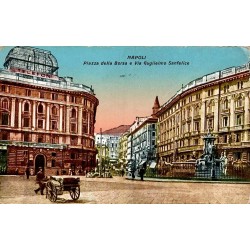 Naples Piazza della Borsa et Via Guglielmo Sanfelice carte postale ancienne CPA Italie