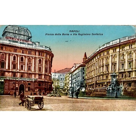 Naples Piazza della Borsa et Via Guglielmo Sanfelice carte postale ancienne CPA Italie
