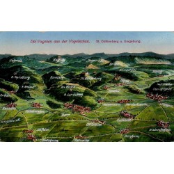 Carte postale ancienne CPA panorama du Mont Sainte-Odile et des Vosges vue d'oiseau avec villages et châteaux d'Alsace