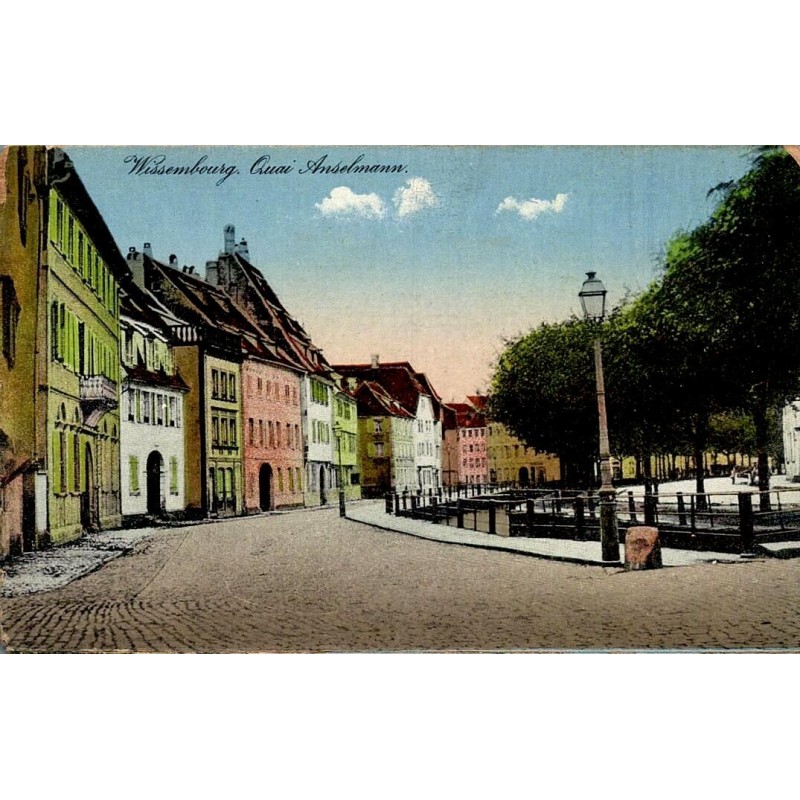Carte postale ancienne CPA Wissembourg Quai Anselmann promenade et maisons anciennes en Alsace