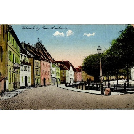Carte postale ancienne CPA Wissembourg Quai Anselmann promenade et maisons anciennes en Alsace