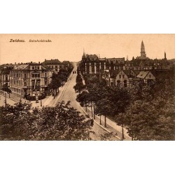Carte postale ancienne CPA Zwickau Bahnhofstraße vue panoramique de l'avenue historique en Saxe