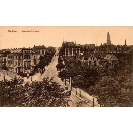 Carte postale ancienne CPA Zwickau Bahnhofstraße vue panoramique de l'avenue historique en Saxe