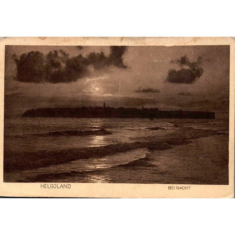 Carte postale ancienne CPA Helgoland de nuit vue de la mer du Nord sous le clair de lune en Allemagne
