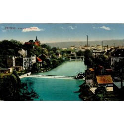 Carte postale ancienne CPA Zwickau Muldentalpartie vallée de la Mulde et panorama industriel en Saxe
