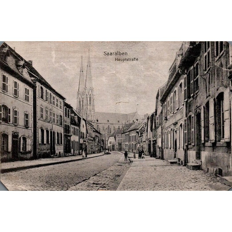 Carte postale ancienne CPA Sarre-Union Saaralben Hauptstraße avec l'église Saint-Georges dans le Bas-Rhin