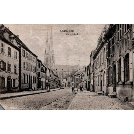 Carte postale ancienne CPA Sarre-Union Saaralben Hauptstraße avec l'église Saint-Georges dans le Bas-Rhin