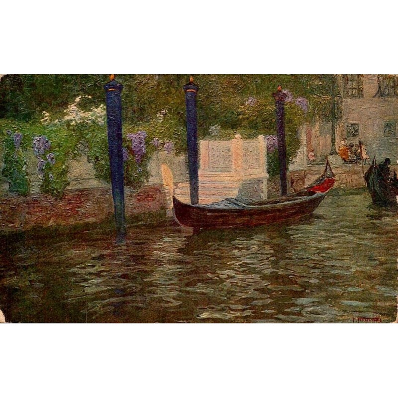 Carte postale ancienne CPA Biennale de Venise 1914 La Glicinia de Pietro Fragiacomo avec gondole sur un canal