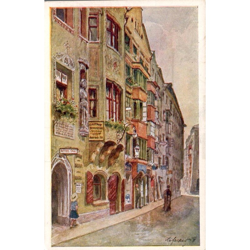 Carte postale ancienne illustrée de la Hofgasse à Innsbruck en Autriche