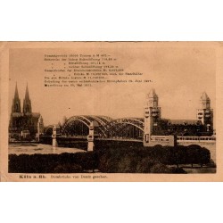 Köln Dombrücke Vue depuis Deutz Allemagne Carte Postale Ancienne CPA Pont de la Cathédrale