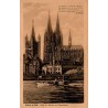 Carte postale ancienne de Cologne avec la cathédrale, Groß St. Martin et le Rhin illustrée d'un poème de Heinrich Heine