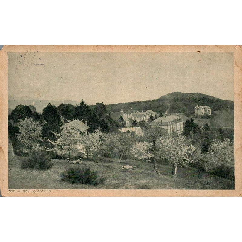 Carte postale ancienne des Trois-Épis montrant une vue générale du village de Drei-Ähren dans les Vosges alsaciennes.