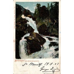 Carte postale ancienne du Berninafall près du glacier de Morteratsch en Suisse, circulée en 1903.