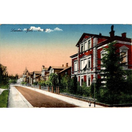 Carte postale ancienne de Landau in der Pfalz montrant la rue An 44, circulée pendant l'occupation française en 1921.