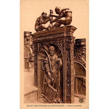 Carte postale ancienne de Saint-Bertrand-de-Comminges, stalles de la cathédrale, Saint Laurent.