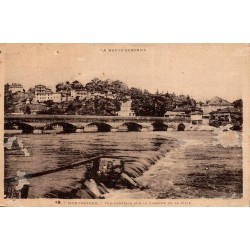 Carte postale ancienne de Montréjeau, vue sur la Garonne et la ville.